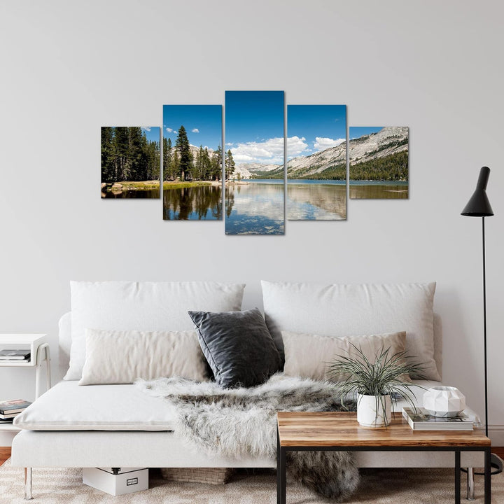 Runa Art Wandbilder Landschaft Berge 5 Teilig Bild auf Vlies Leinwand Deko Schlafzimmer Wohnzimmer N