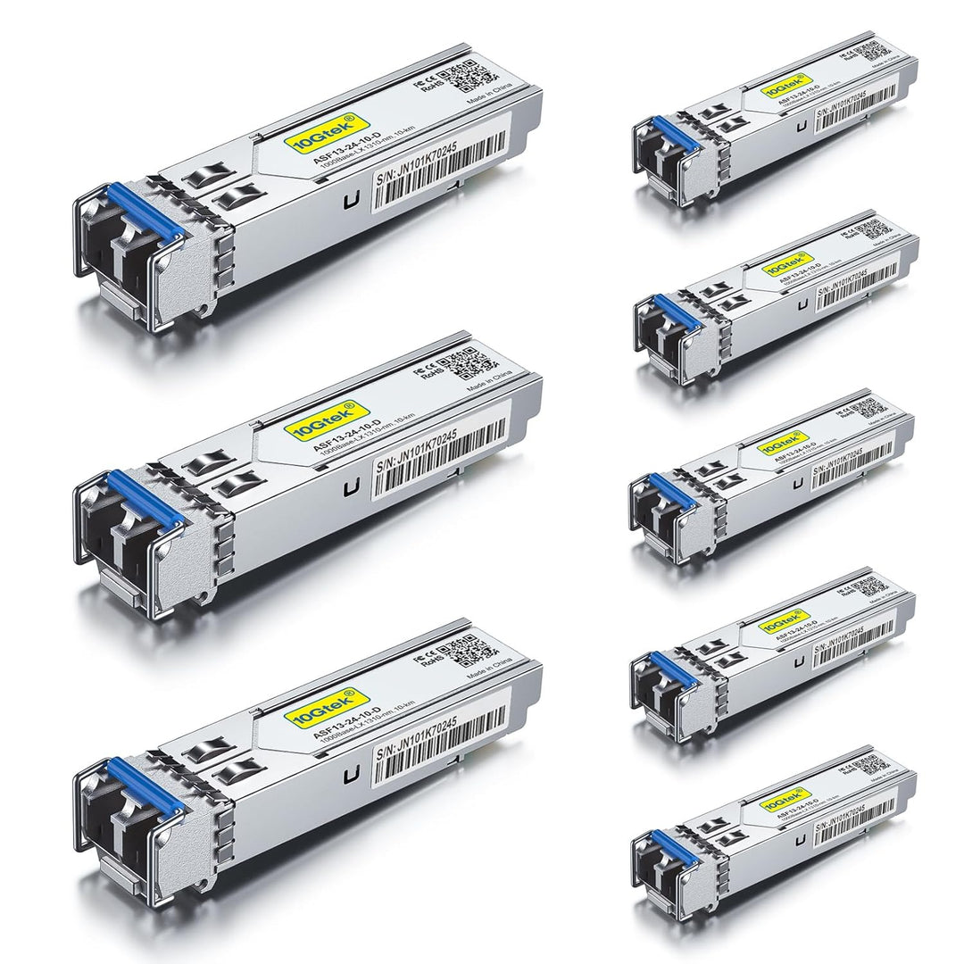 [8 Pack] 1G SFP LX LC Singlemode Module 10km, 1000Base-LX Mini-Gbic Transceiver Compatible for Cisco