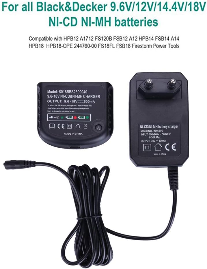 NI-Cd NI-MH Akkuladegerät für Black & DeckerA12, A12-XJ, A12EX, A1712, FS120B, FSB12 HPB18-OPE HPB18