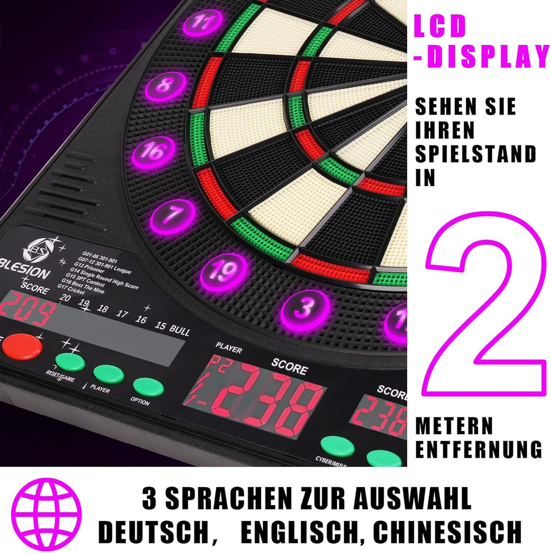 Blesion Dartscheibe Elektronisch 2024 Updated Elektronische Dartscheibe mit 6 Dartpfeile E Dartschei