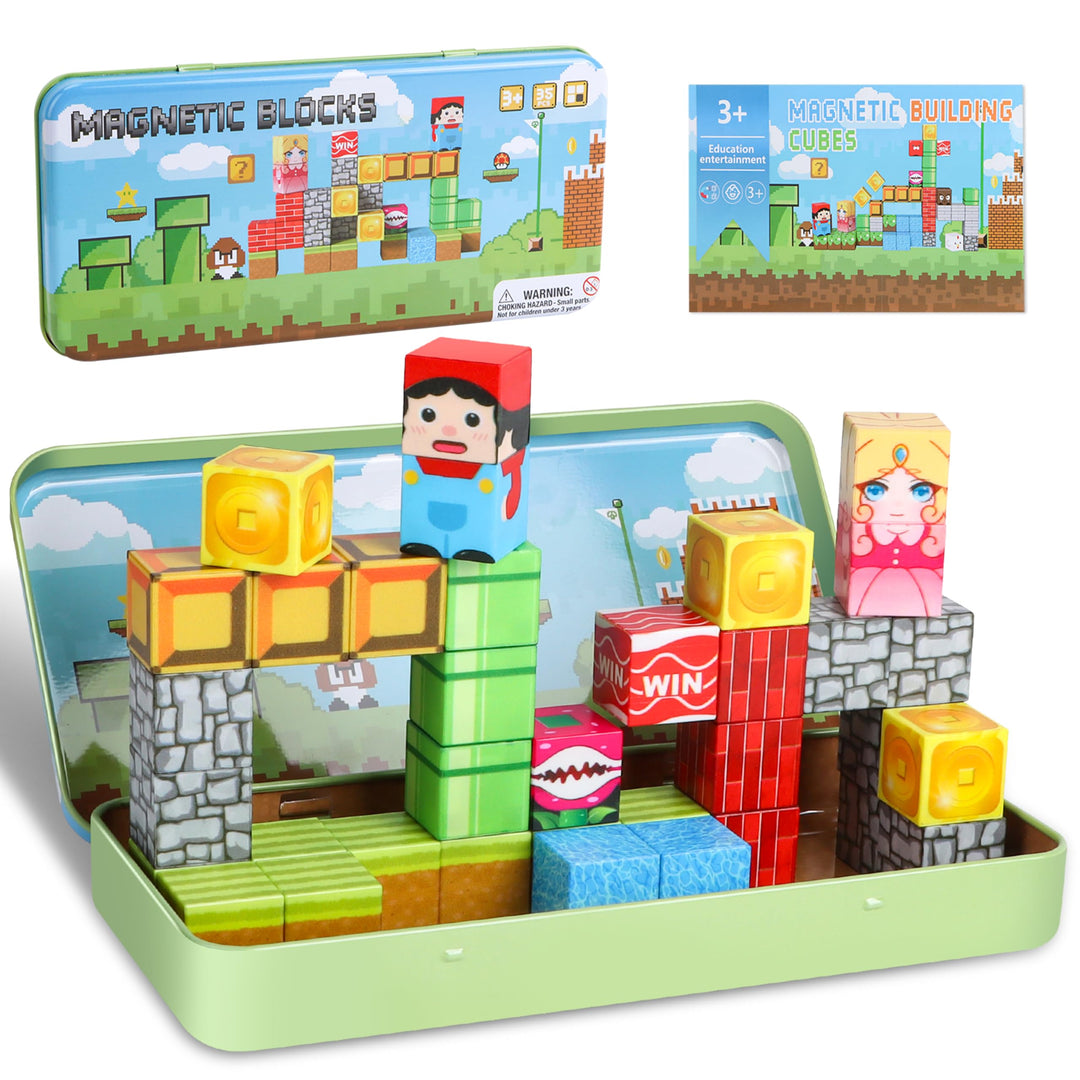 Ulikey Magnetische Bausteine, Reisespielzeug Magnetic Blocks, Magnetbausteine Kinder Tragbare, STEM