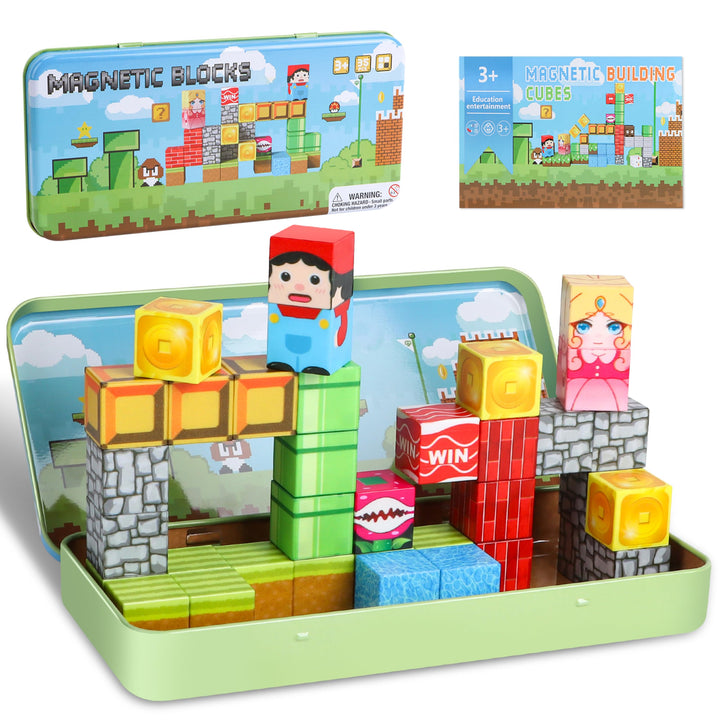 Ulikey Magnetische Bausteine, Reisespielzeug Magnetic Blocks, Magnetbausteine Kinder Tragbare, STEM