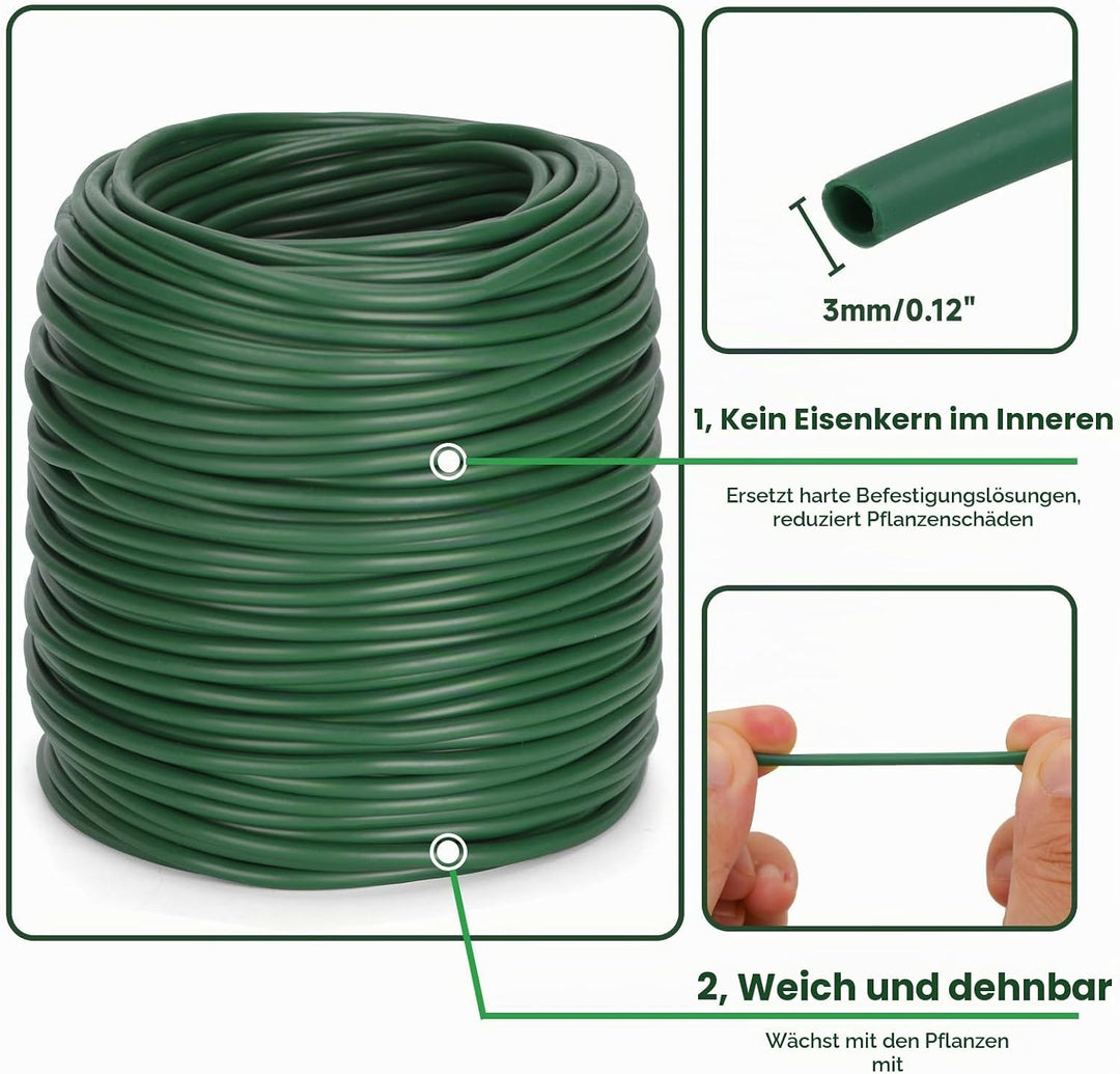 KINGLAKE Hohlschnur, Bindeschlauch 3mm x 100m, Pflanzenschnur Gartenschnur Wetterfest Reissfest, Pfl