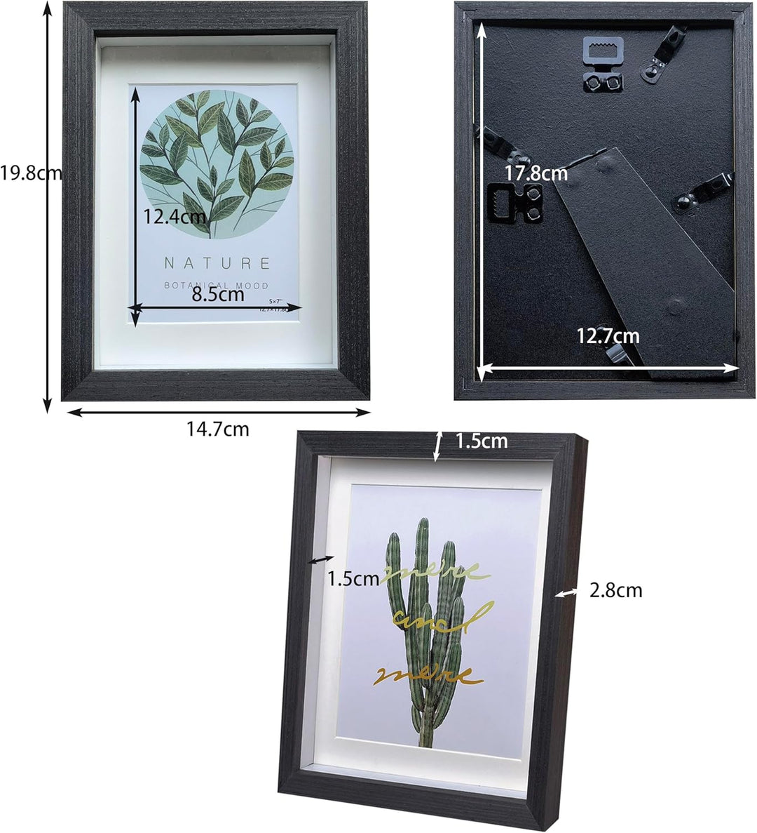 3D Bilderrahmen zum Befüllen Bilderrahmen Holz 13x18cm 2 Pack Schwarz Fotorahmen aus Massivholz und