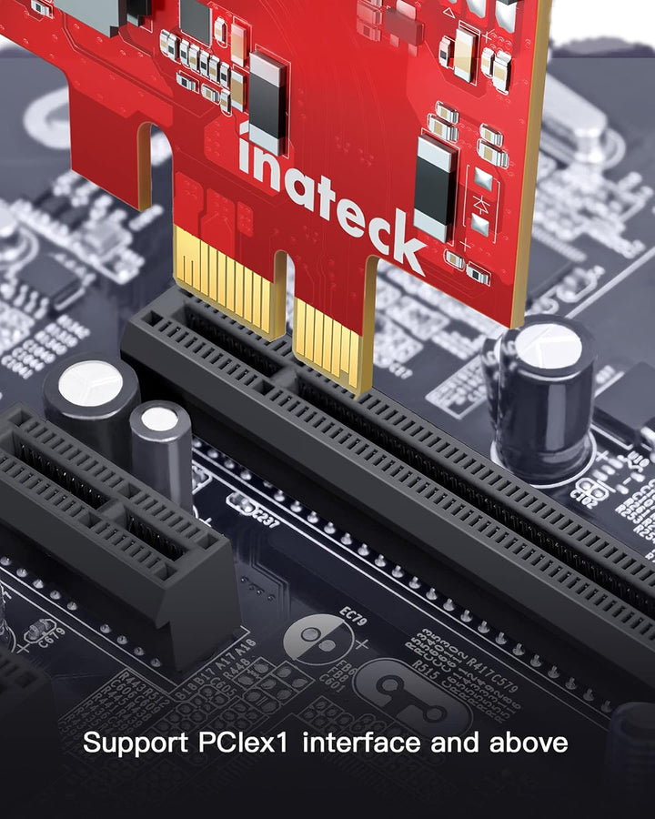 Inateck RedComets U25, PCIe 3.0 x1 USB Karte mit 3 USB-A Ports und 2 USB-C Ports, 8 Gbit/s, Keine Ex