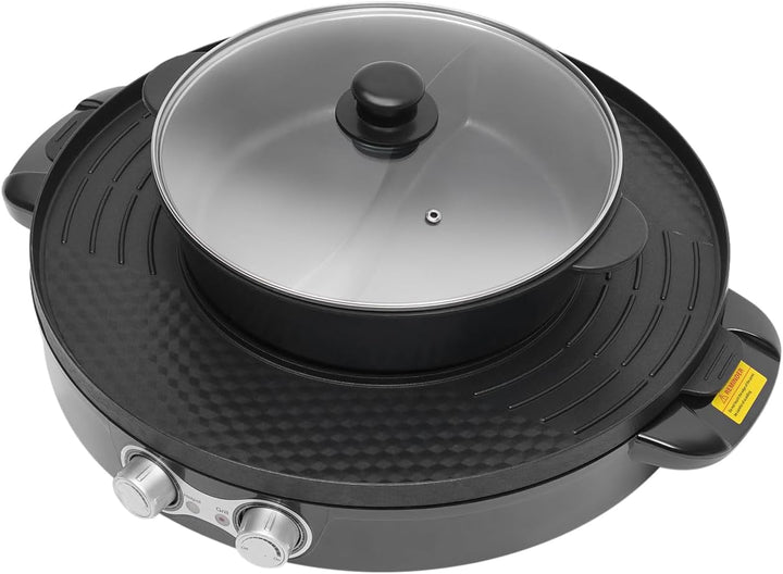 Food Party Hot Pot 220V 2200W Tischgrill Elektrisch Hotpot Topf Elektrogrill 2 in 1 Multifunktion El