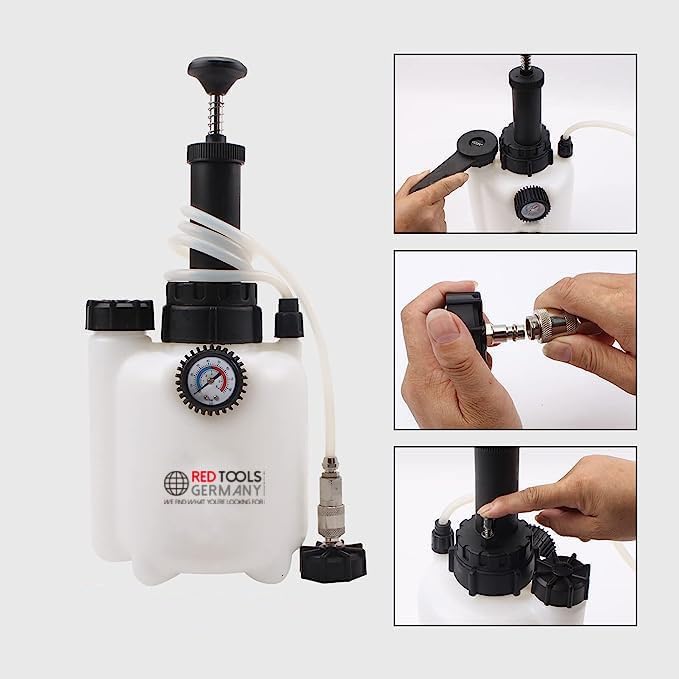 Red Tools 3L Bremsen Entlüftungsgerät - Bremsenentlüfter - Bremsflüssigkeit wechseln leicht gemacht