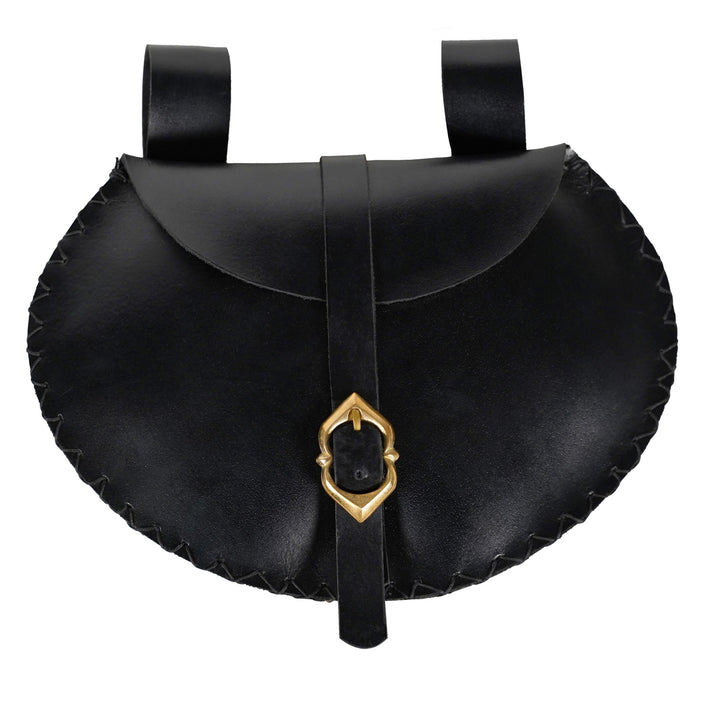 Mythrojan Mittelalterliche Wikinger-Leder-Gürteltasche LARP Renaissance-Gürteltasche – Schwarz, Schw