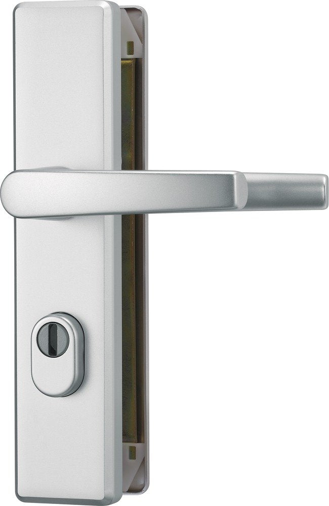 ABUS Tür-Schutzbeschlag KLZS714 F1 aluminium mit Zylinderschutz & beidseitigem Drücker eckig 20731 B