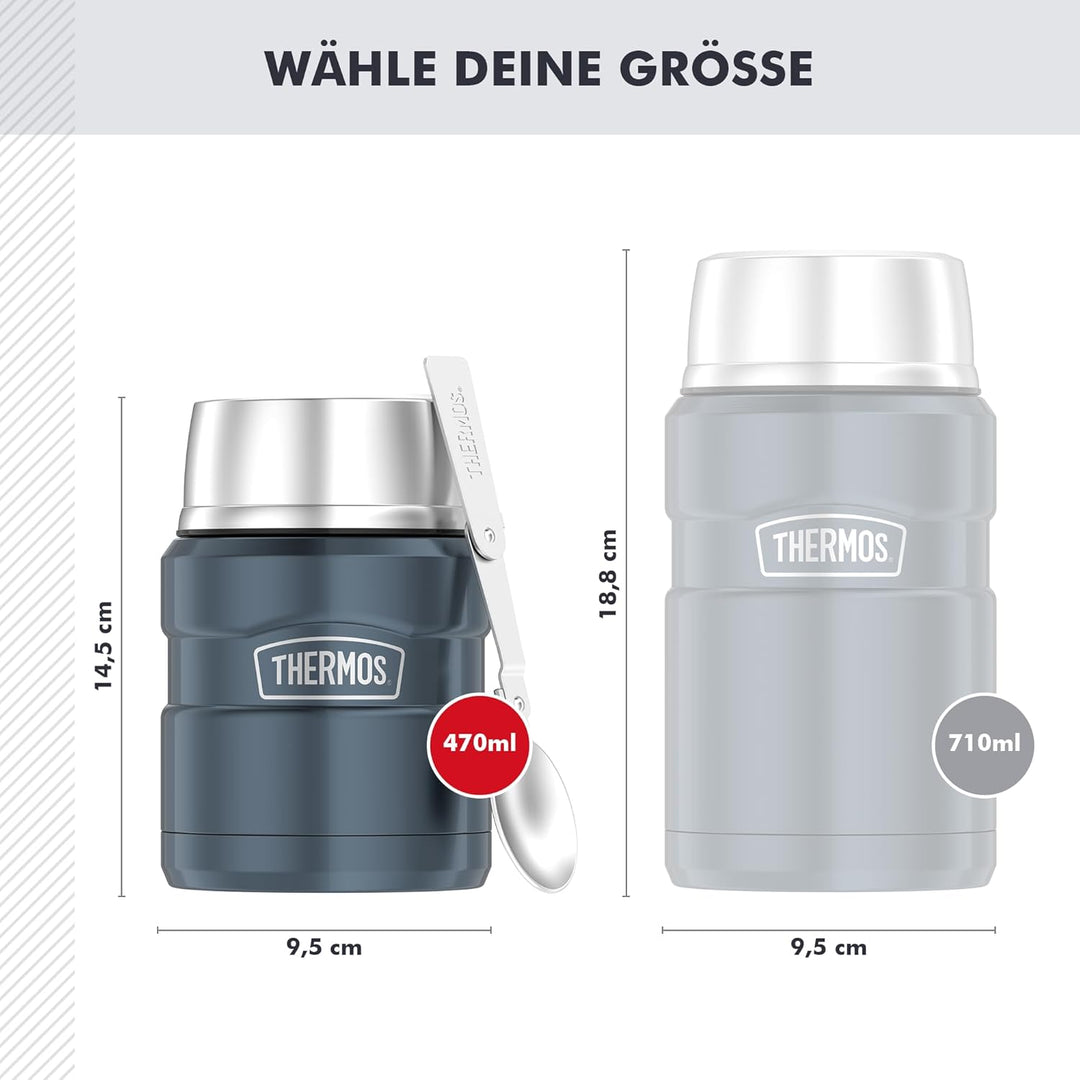 THERMOS STAINLESS KING Thermobehälter für Essen ice grey 0,47l - Edelstahl, absolut dicht, hält Spei