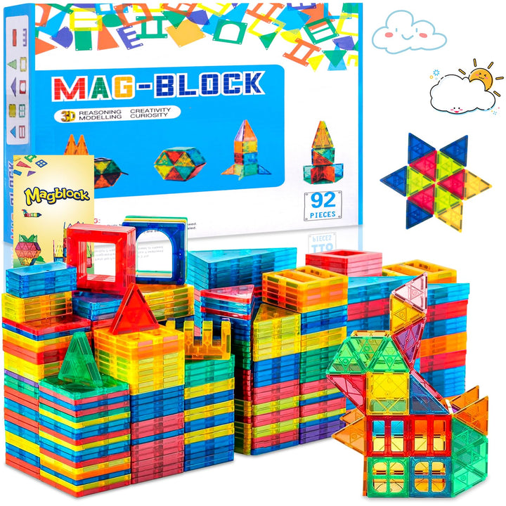92Pcs Magnetische Bausteine Spielzeug, Magnetisches Bauspielzeug, Puzzle Baustein Spielzeug, Magneti