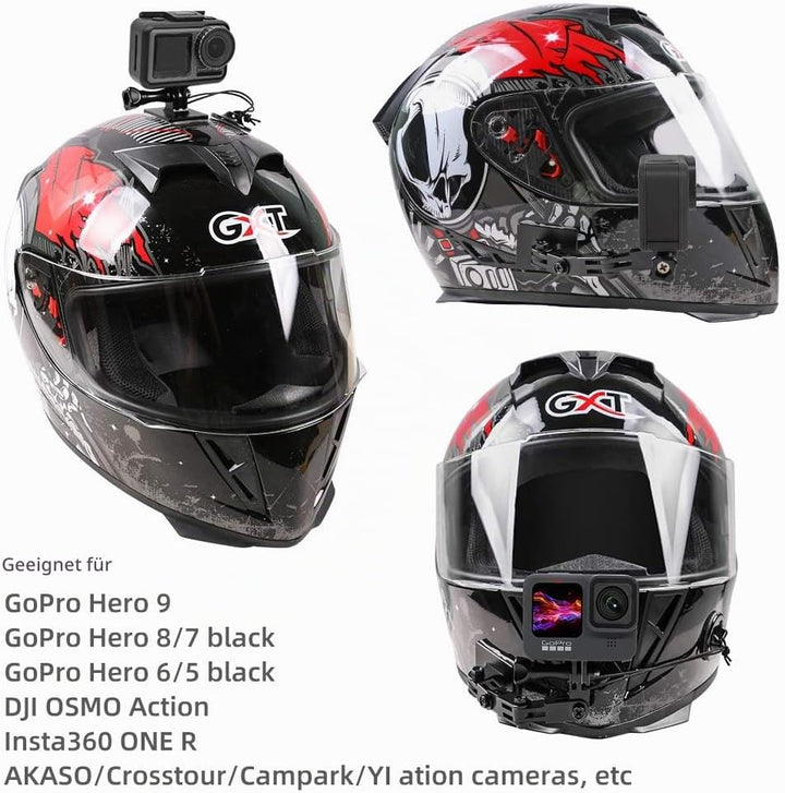 SUREWO Aluminium Motorrad helmhalterung für GoPro Hero 11/10/9/8/7 / (2018) / 6/5 Schwarz ,APEMAN /