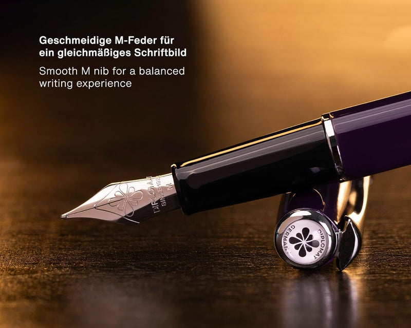 Diplomat Traveller Deep Purple Füllhalter-Set, Füllhalter aus Metall im Set mit Schreibtinte und Kon