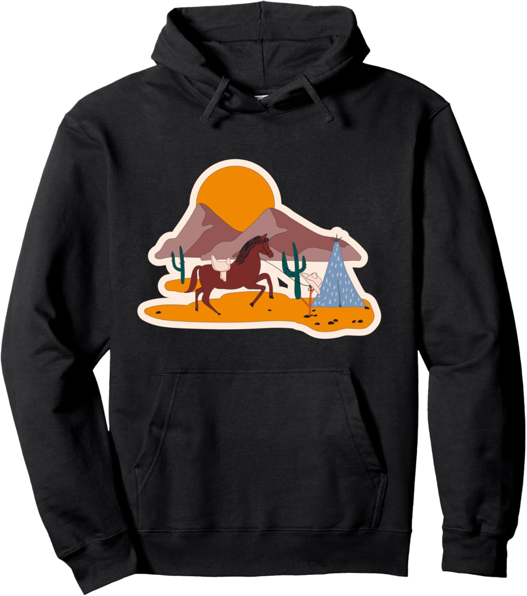 Cowboy Reiter Western Lustiges Retro Geschenk Kinder Jungen Pullover Hoodie