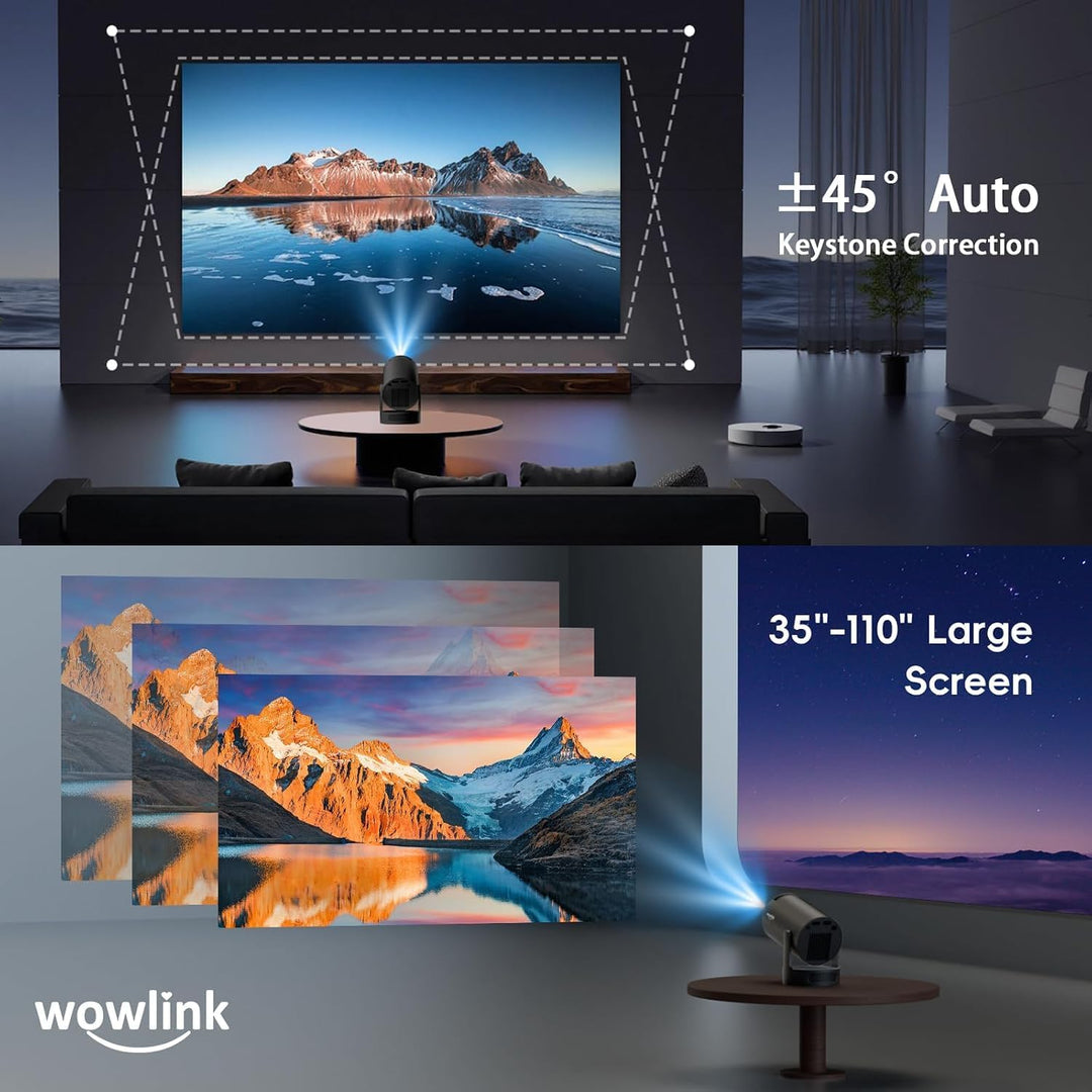 Mini Beamer 4K Unterstützt mit WiFi 6 BT5.4 integrierten Apps Android 14 TV | Projektor‌ mit Auto Ho