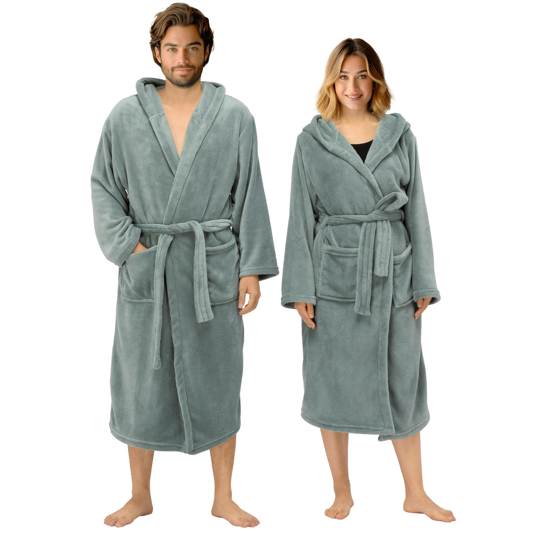 HOMELEVEL Bademantel Morgenmantel Unisex - kuschelweicher Reisebademantel Saunamantel - Mikrofaser M