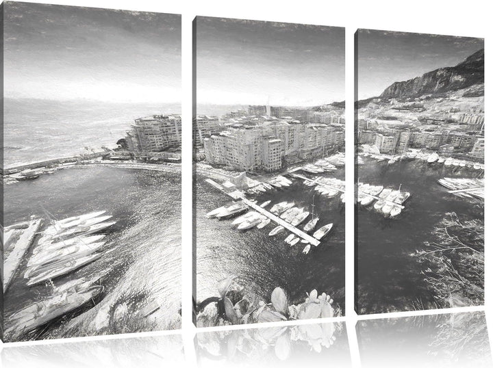 Pixxprint Atemberaubende Küste von Monaco als Leinwandbild/Grösse: 3 Teilig (120x80) cm/Wandbild/Kun