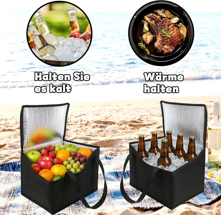 2 Stück Isolierte Kühltasche 35L Faltbar, Wiederverwendbar, Auslaufsicher & Wasserdicht Picknicktasc