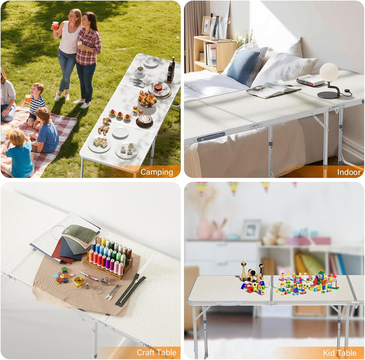 Bonnlo Klapptisch Höhenverstellbar, Gartentisch Wetterfest, Balkontisch Klappbar – Tragbarer Mehrzwe