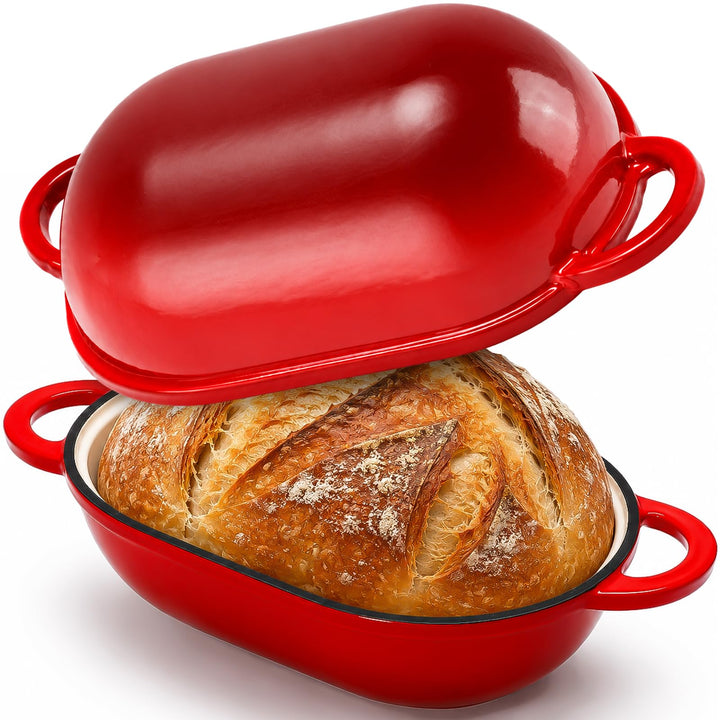 NZQXJXZ 2,85L Gusseisen Topf mit Deckel - 23cm EmailleSchmortopf für Induktion und Backofen, Gleichm