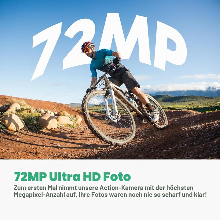 AKASO 360° Action Cam Fahrrad-Set - 5.7K 72MP 360 Grad Actionkamera mit 128GB Speicherkarte Duale 1/