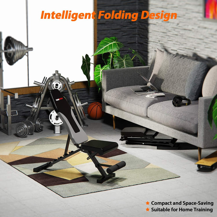 WINNOW Verstellbare Hantelbank Klappbar Heimtraining Fitness Trainingsbank Schrägbank Negativbank Fl