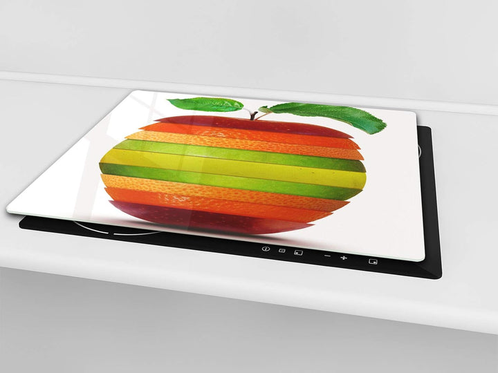 Küchenbrett aus Hartglas und Induktionskochplattenabdeckung – Schneideplatten SINGLE mit 60 x 52 cm