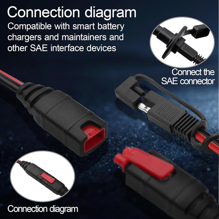 SAE-Verlängerungskabel,Akku-Ladegerät,SAE-Kabel für Genius Smart Ladegeräte,20A Sicherung,wasserdich