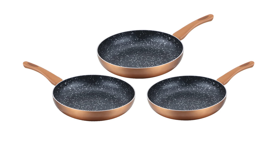 CC-2001 Pfannen-Set, 3-teilig, aus Stein, für alle Herde und Induktion, 20/24/28 cm, Kupfer