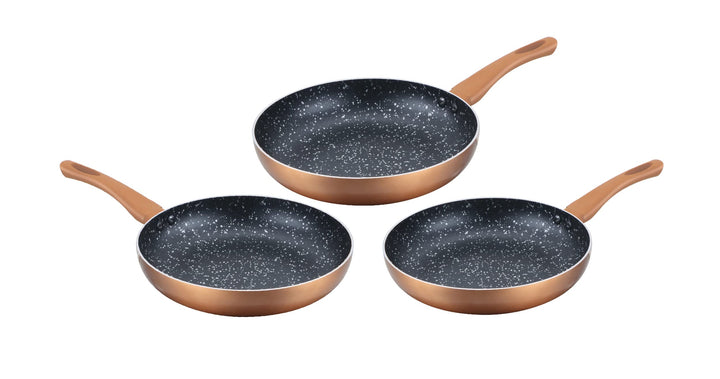 CC-2001 Pfannen-Set, 3-teilig, aus Stein, für alle Herde und Induktion, 20/24/28 cm, Kupfer