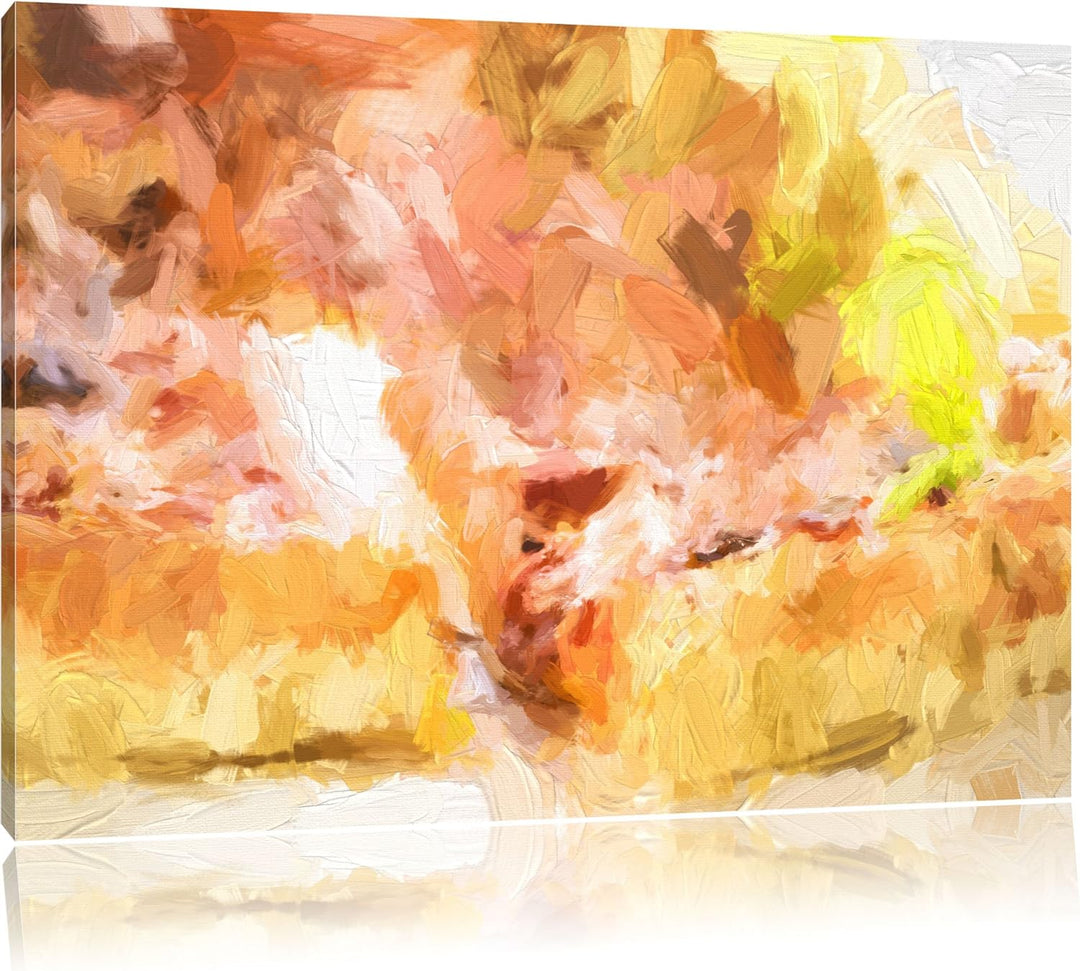 Pixxprint Frischgebackene Pizza als Leinwandbild/Grösse: 100x70 cm/Wandbild/Kunstdruck/fertig bespan