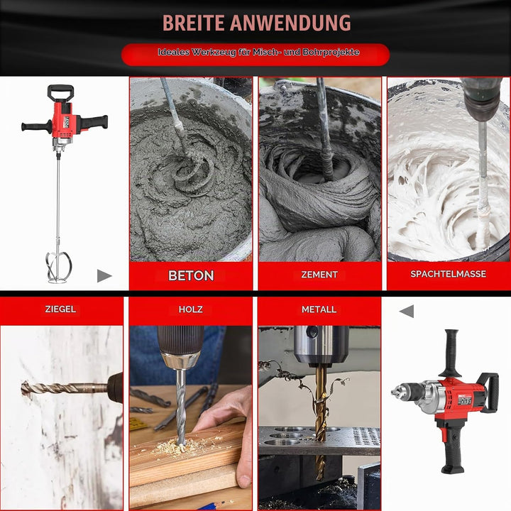IMAYCC 3200W Rührwerk Elektrischer, 2-in-1 Multifunktionaler Mörtelrührer Bohrmischer, Betonmischer