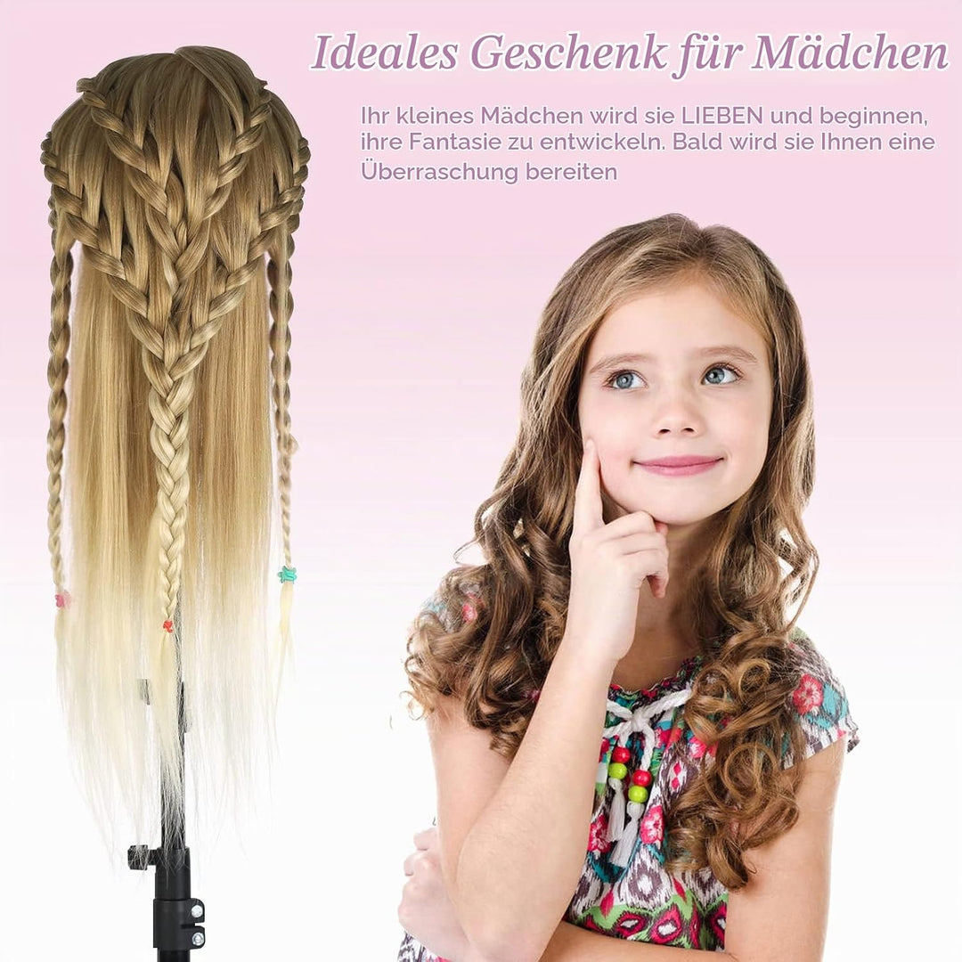 Frisierkopf mit Perückenständer Neverland Friseur Übungskopf Friseurkopf Trainingsköpfe, Frisierkopf
