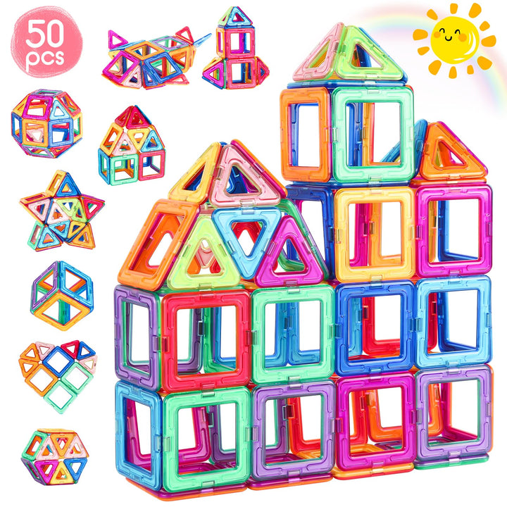 aaczly Magnetische Bausteine 50 Teile Magnetbausteine Magnet Spielzeug Kinder 3D Magnetspielzeug Mag