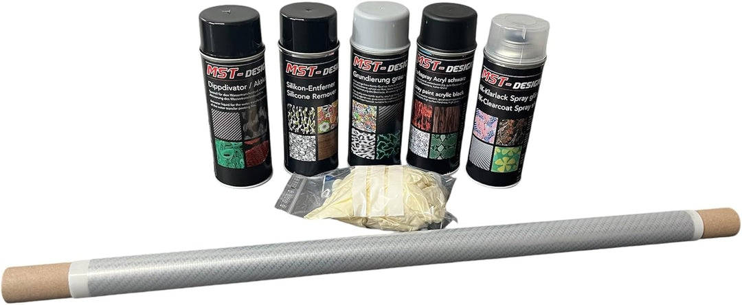 MST-DESIGN Wassertransferdruck Folie I Starter Set Gross I WTD Folie + Dippdivator/Aktivator + Zubeh