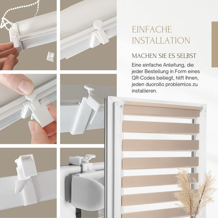 Home-Vision® DuoRollo Klemmfix, Doppelrollo ohne Bohren mit Klämmträgern, Rollos für Fenster und Tür