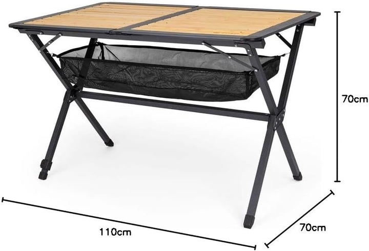 BERGER Alu-Bambus Rolltisch │Markttisch Klapptisch Beistelltisch Gartentisch Campingtisch leicht & w