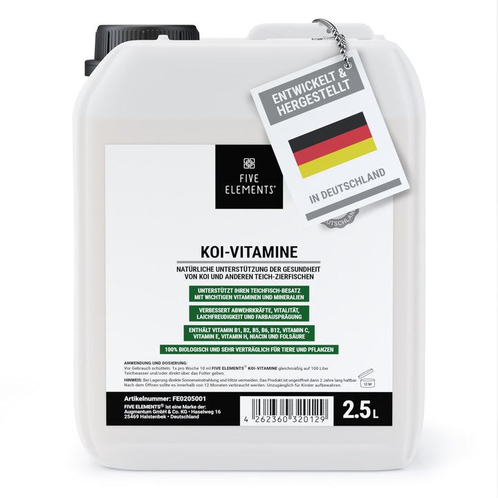 FIVE ELEMENTS Koi-Vitamine | 2,5 l flüssig | wichtige Vitamine und Mineralien | verbessert Abwehrkrä