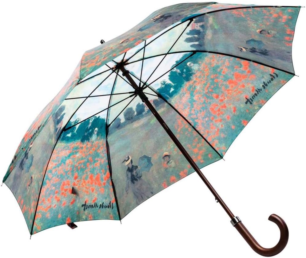 LUCKYWEATHER Regenschirm Stockschirm Damen Motiv Claude Monet Mohnblumenfeld I Stockregenschirm gros