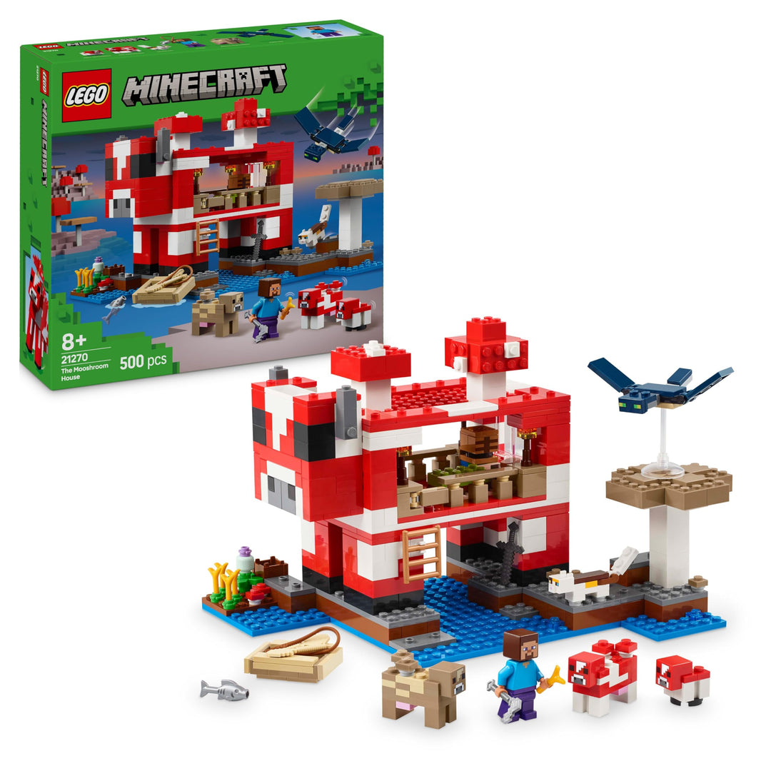 LEGO Minecraft Das Pilzkuh-Haus, Bauspielzeug zum Videospiel, Modell im Pilzland mit Minifiguren, St