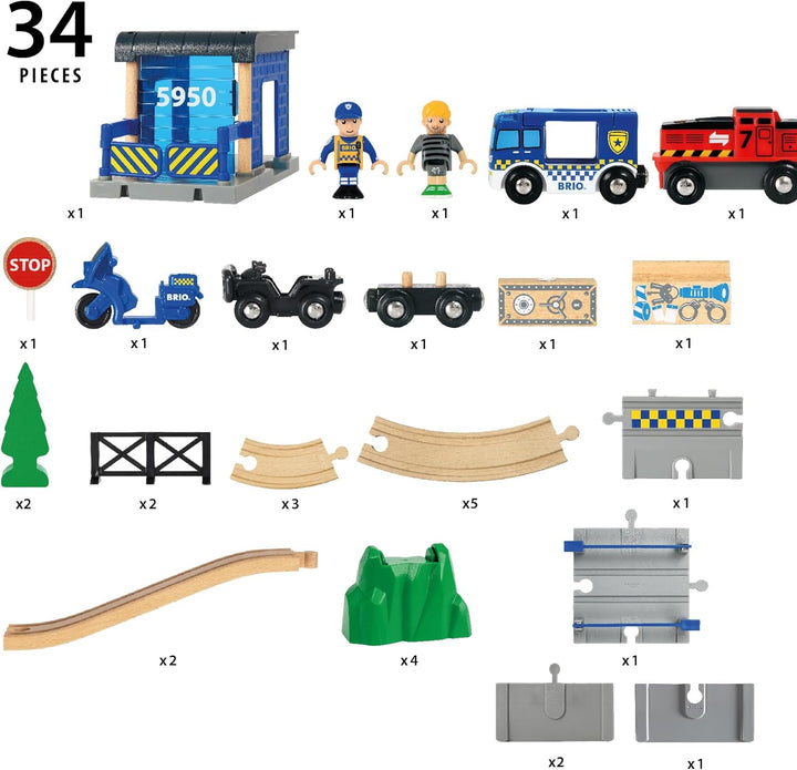 BRIO World – 33845 Grosses Polizeieinsatz-Set | Zugset mit Polizeithema für Kinder ab 3 Jahren