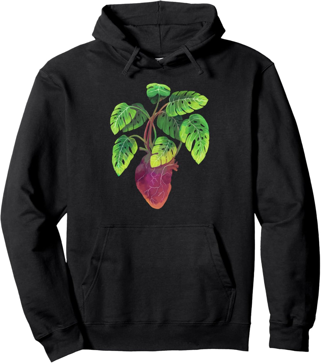 Plant Your Heart - Monstera Leaves Pullover Hoodie