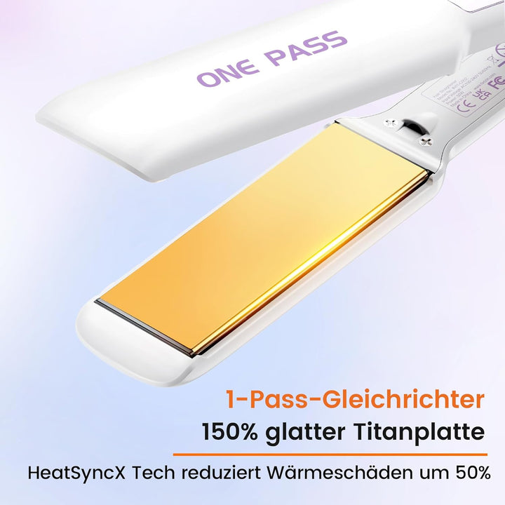 Faszin Professionelles Ionen Glätteisen, 42mm Breite Titanplatten Haarglätter für einen glatten Stil