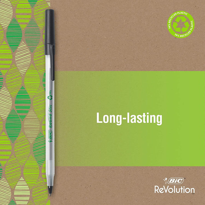 BIC Ecolutions Kugelschreiber, Round Stic .50-Count, 1.0mm schwarz, .50-Count, 1.0mm schwarz