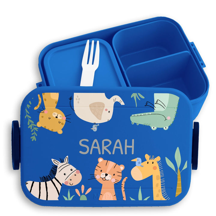 Kinder Bento Box Midi Lunchbox für Mepal Bentobox - Zootiere Afrika Tiere Elefant Zebra Tiger Giraff