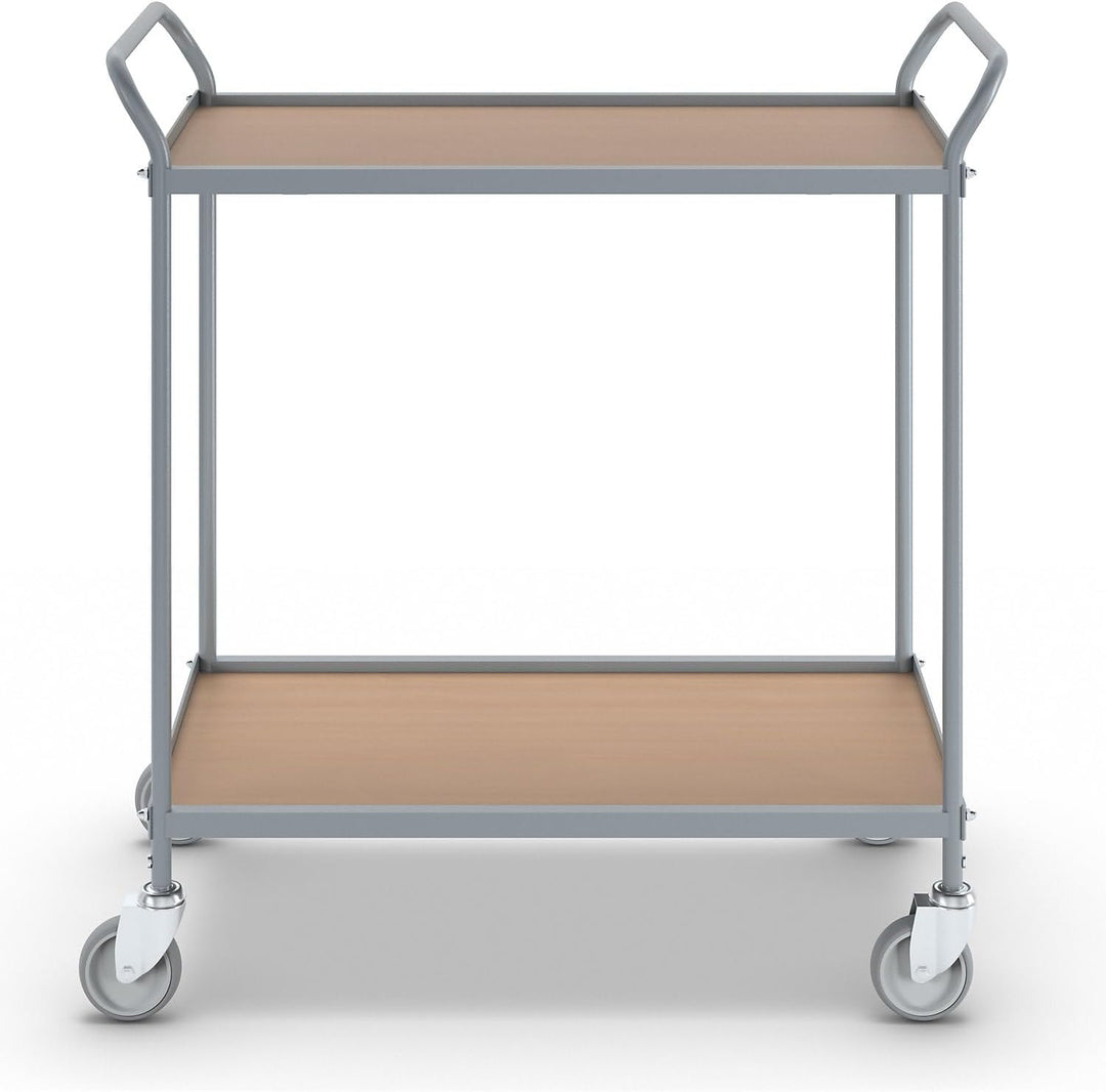 eurokraft | Servierwagen | Etagenhöhe 590 mm | 2 Etagen | mit 4 Lenkrollen | Rad-Ø 100 mm mit 4 Lenk