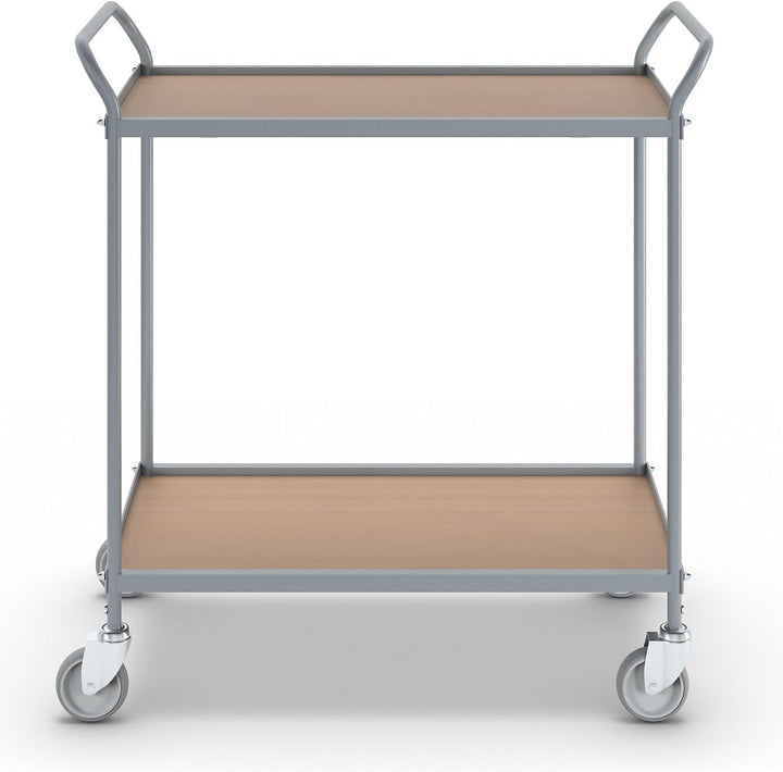 eurokraft | Servierwagen | Etagenhöhe 590 mm | 2 Etagen | mit 4 Lenkrollen | Rad-Ø 100 mm mit 4 Lenk