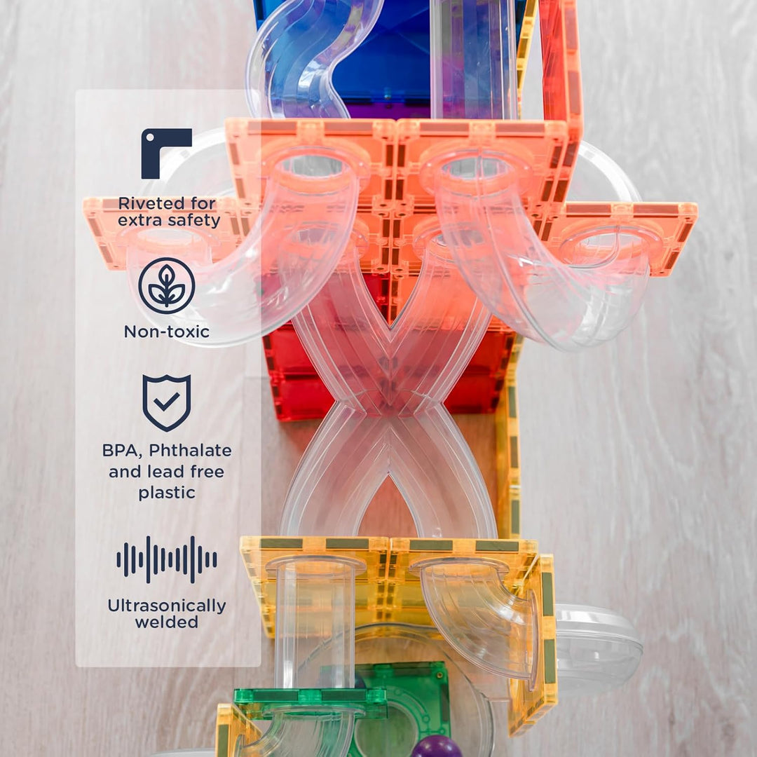 CONNETIX Magnetische Fliesen Regenbogen Ball Run Packen, 66 Stück