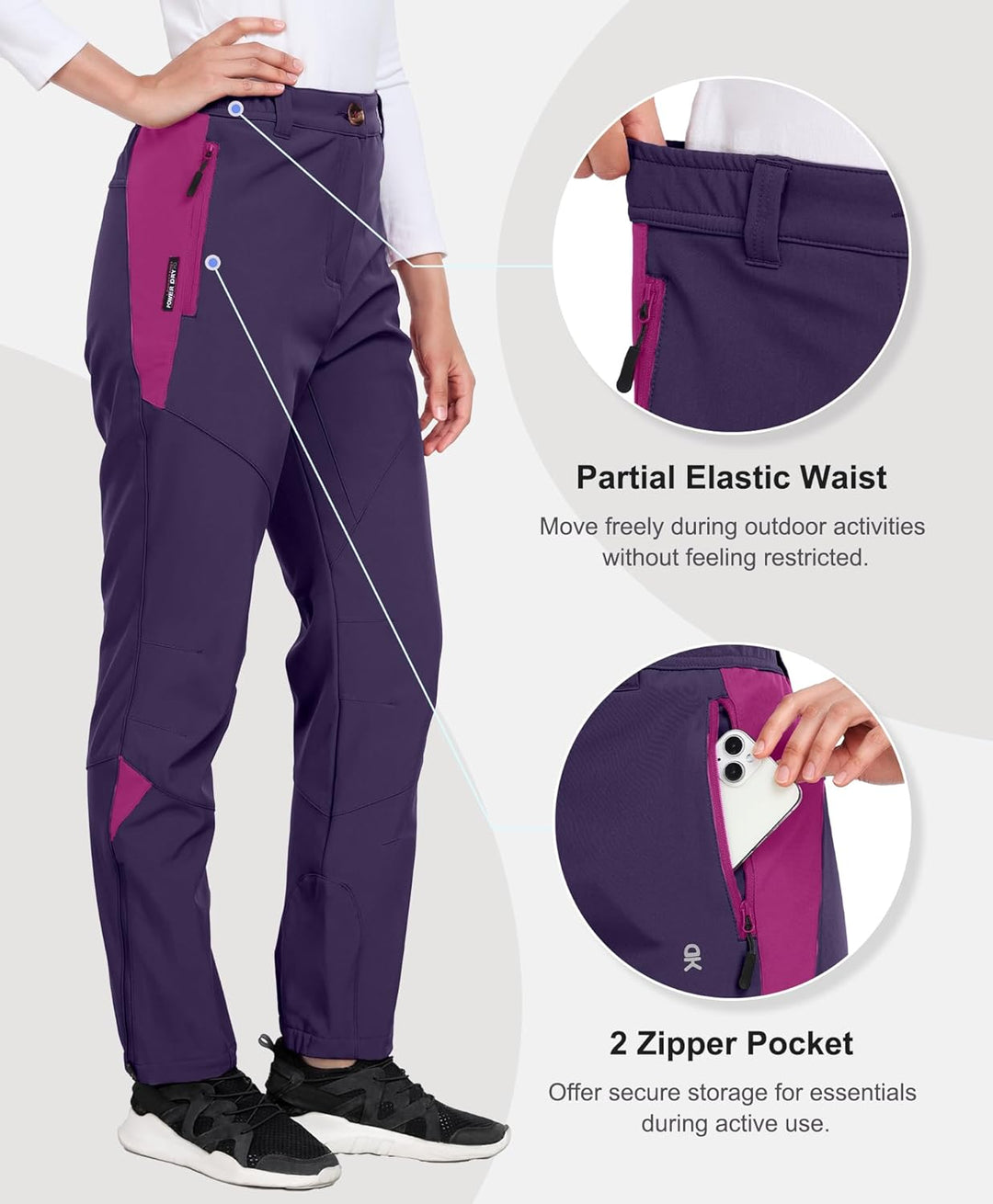 Little Donkey Andy Damen Winter Wanderhose Skihose Trekkinghose Snowboardhose, Softshell-Hose, Fleec