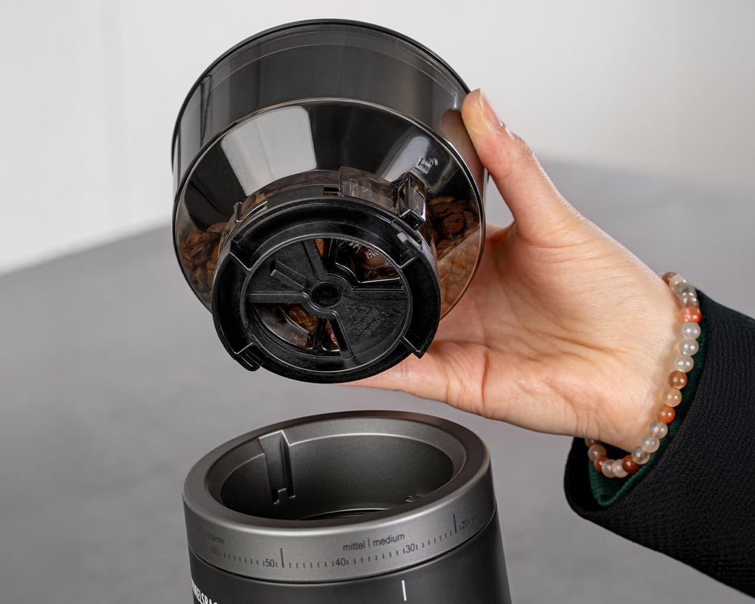 ROMMELSBACHER Premium Kaffeemühle EKM 600, Edelstahl-Mahlwerk mit robustem Metallgetriebe für hohe M